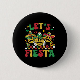 Funny Cinco De Mayo Groovy Let's Fiesta Smile Men 2 Inch Round Button