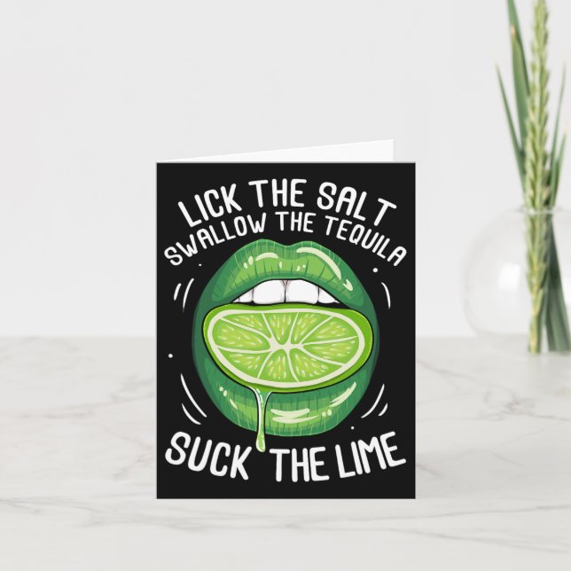 Funny Cinco De Mayo Lick Salt Swallow Tequila Suck Card (Front)
