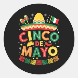 Funny Cinco De Mayo Mexican Sombrero Hat Men Women Classic Round Sticker