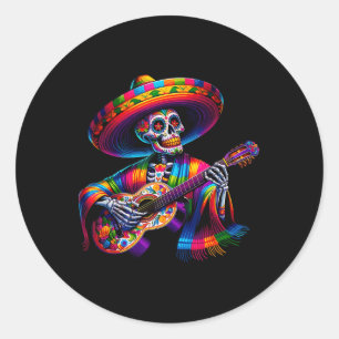 Funny Cinco De Mayo Skeleton Skull Fiesta Sombrero Classic Round Sticker