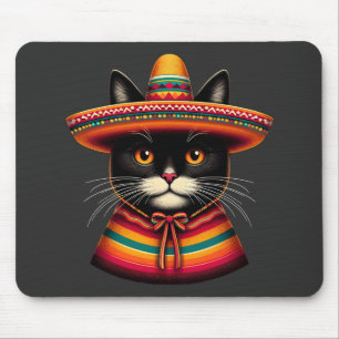 Funny Cinco De Mayo Sombrero Festiva Mexican Cat Mouse Pad