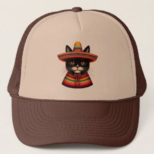 Funny Cinco De Mayo Sombrero Festiva Mexican Cat Trucker Hat