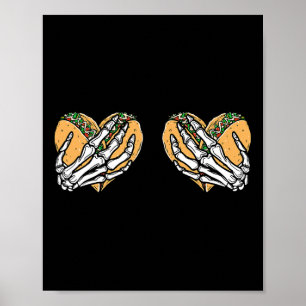 Funny Cinco De Mayo Taco Breast Skull Hands Poster