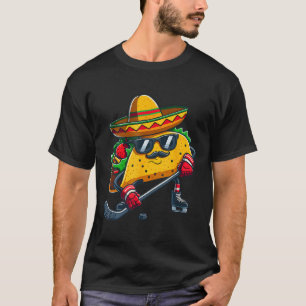 Funny Cinco De Mayo Taco Ice Hockey Player Men Wom T-Shirt