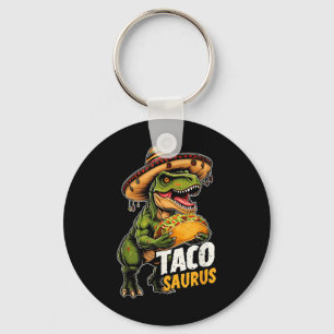 Funny Cinco De Mayo Tacosaurus Taco Dinosaur T Rex Keychain