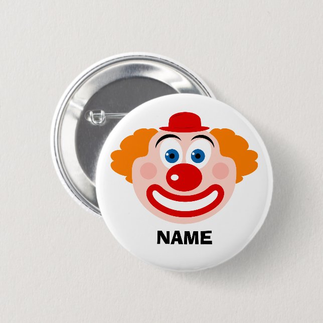 Funny circus clown buttons with custom name (Front & Back)
