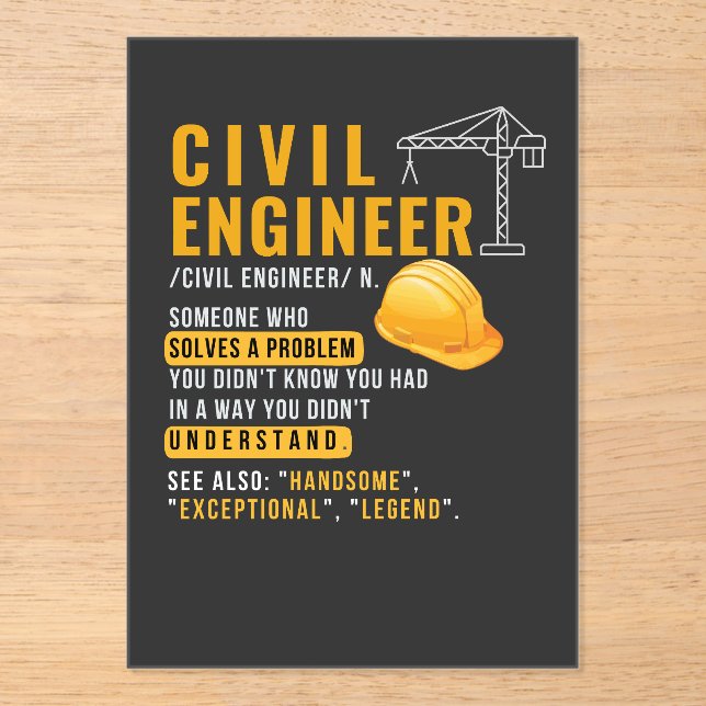 Funny Civil Engineer Definition Acrylic Invitation (Front)