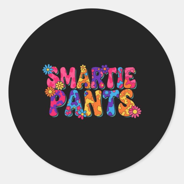 Funny Ck To School Smartie Pants  Classic Round Sticker (Front)