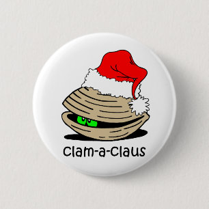 Funny clam Christmas 2 Inch Round Button