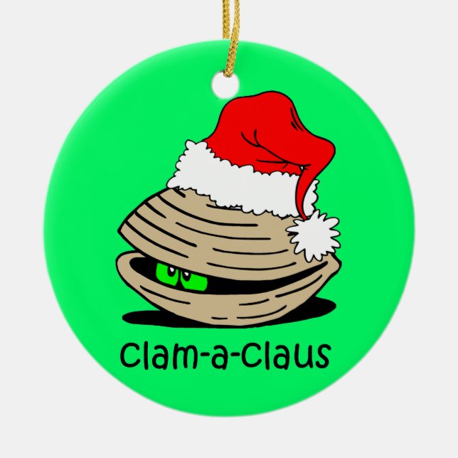 funny clam Christmas Ceramic Ornament (Front)