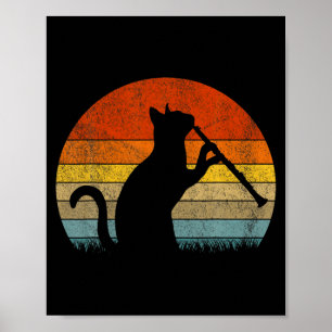 Funny Clarinet Cat Clarinet Player Musician Retro  Poster