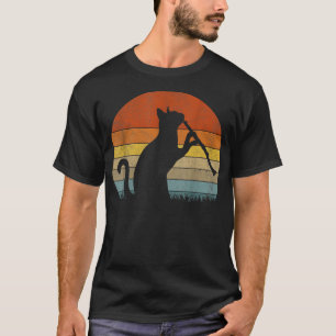 Funny Clarinet Cat Clarinet Player Musician Retro T-Shirt