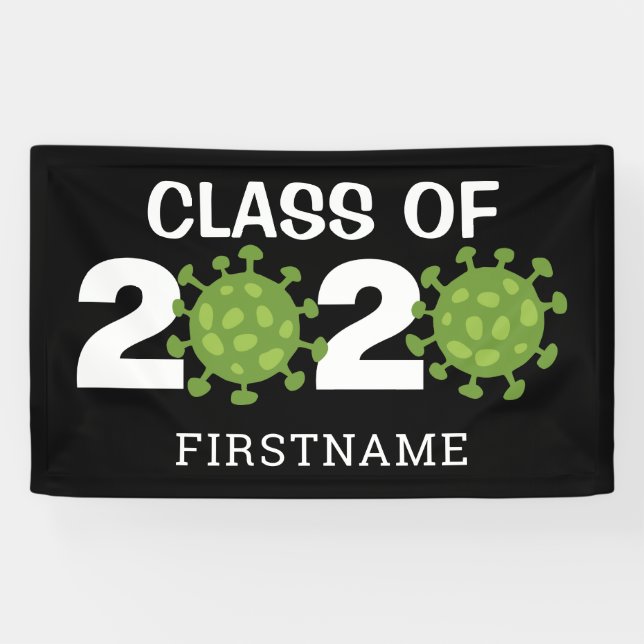 Funny Class of 2020 Virus Virtual Graduation Black Banner (Horizontal)