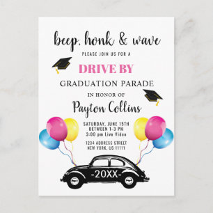 Funny Class of 2024 DRIVE BY Graduation Party  Ann Announcement Postcard