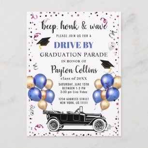 Funny Class of 2024 DRIVE BY Graduation Party Announcement Postcard