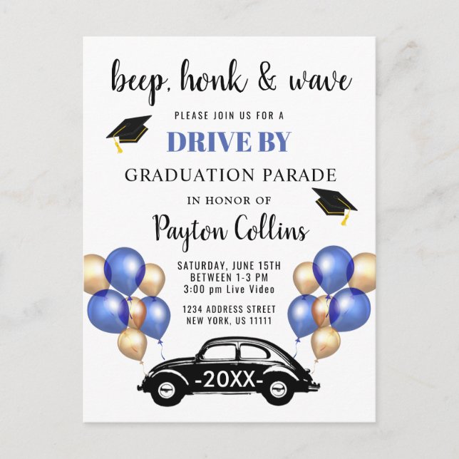 Funny Class of 2024 DRIVE BY Graduation Party Postcard (Front)