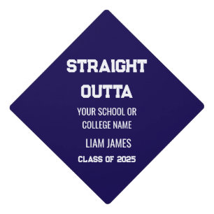 Funny Class of 2025 Minimal Blue  Graduation Cap Topper