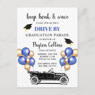 Funny Class of 2026 DRIVE BY Graduation Party Car Announcement Postcard