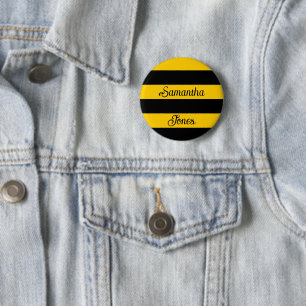 Funny Classic Bumble Bee Stripes Striped Pattern 2 Inch Round Button