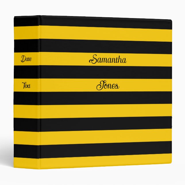 Funny Classic Bumble Bee Stripes Striped Pattern Binder (Front/Spine)