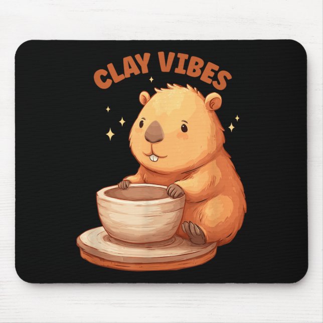 Funny Clay Vibes Costume for Potter and Capybara Mouse Pad (Front)