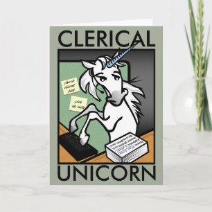 FUNNY CLERICAL UNICORN VERTICAL GREETING CARD