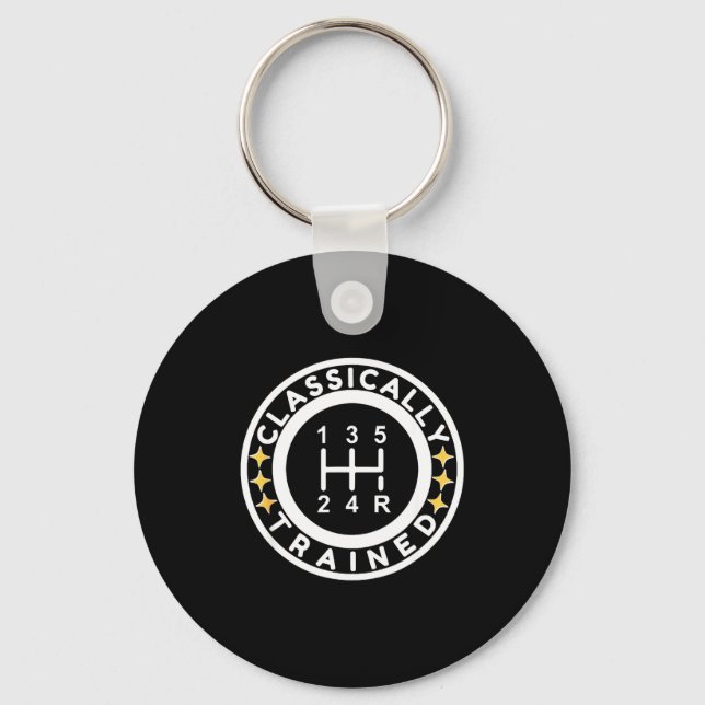 Funny Clically Trained Manual Car Driving Humor  Keychain (Front)