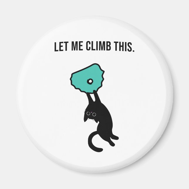 Funny Climbing Cat Catches Climbing Hold Magnet (Front)