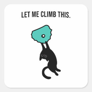 Funny Climbing Cat Catches Climbing Hold Tasse Square Sticker