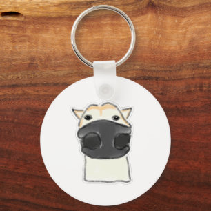 Funny Close Up Horse Snout Doodle Keychain