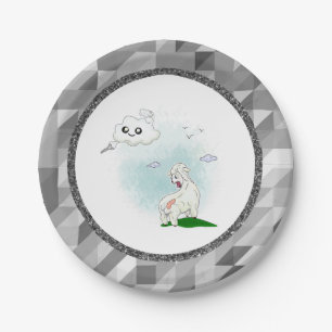 funny cloud and sheep. Cloudily. Triangular Paper Plate