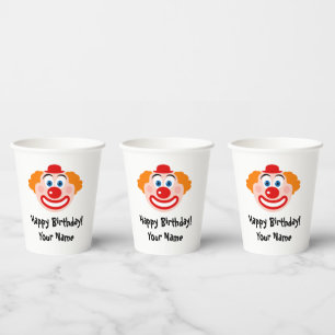 Funny clown cartoon kid's Birthday party custom Paper Cups
