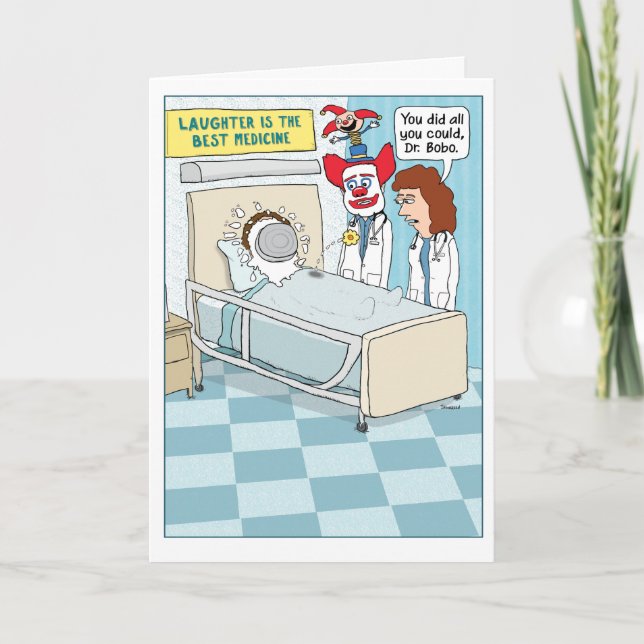 Funny Clown Doctor Get Well Card (Front)
