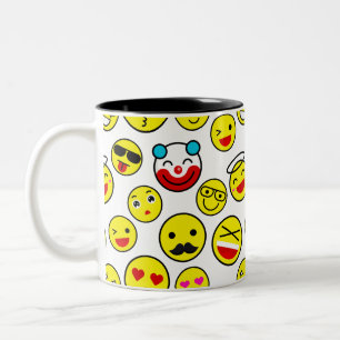 funny clown emojis Two-Tone coffee mug