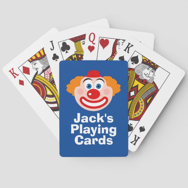Funny clown face custom playing cards for kids (Back)
