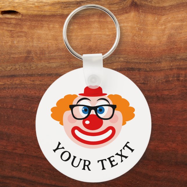 Funny clown face with spectacles custom keychain (Front)