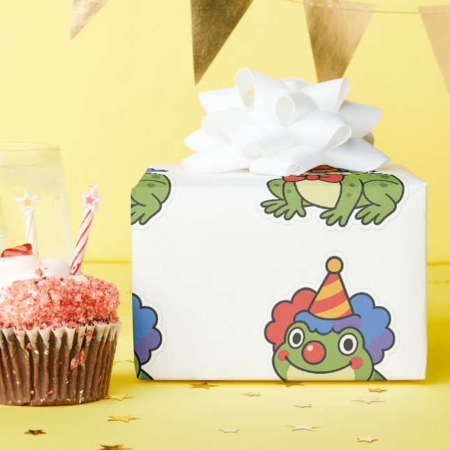 Funny Clown Frog Sticker Wrapping Paper (Birthday Party)