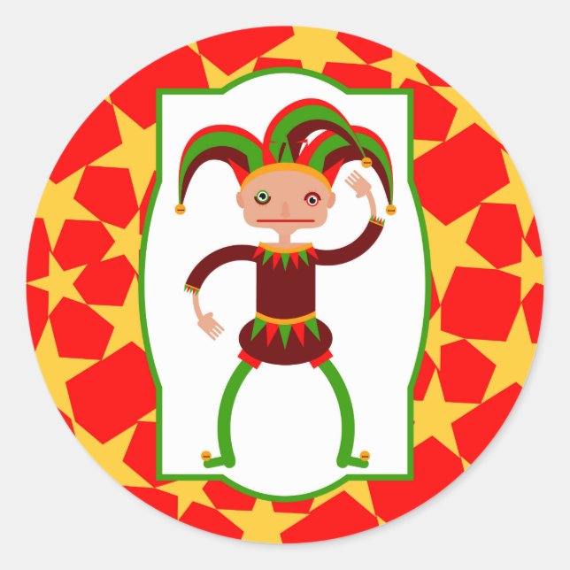 Funny clown from Middle Age Classic Round Sticker (Front)