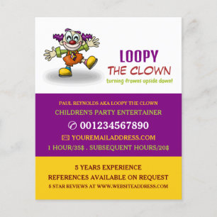 Funny Clown, Kids Entertainer, Clown Advertising Flyer