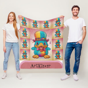Funny Clown Platypus Print  Fleece Blanket