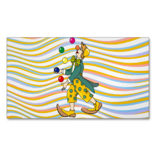 Funny Clown Playing With Colorful Balls Magnetic Business Card