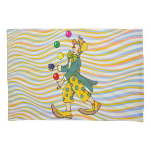 Funny Clown Playing With Colorful Balls Pillowcase