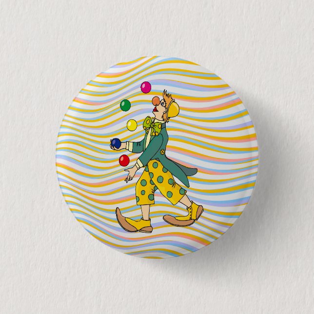 Funny Clown Playing With Colourful Balls 1 Inch Round Button (Front)