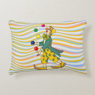 Funny Clown Playing With Colourful Balls Accent Pillow