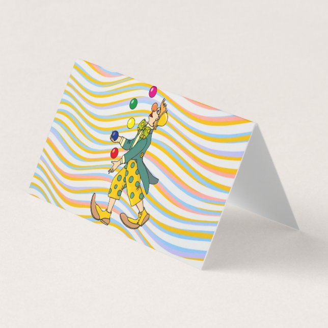 Funny Clown Playing With Colourful Balls Business Card (Front)