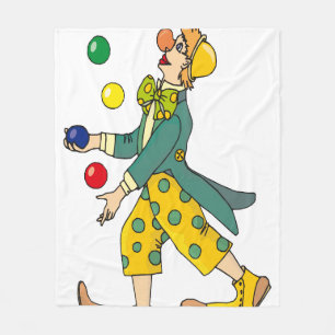 Funny Clown Playing With Colourful Balls Fleece Blanket