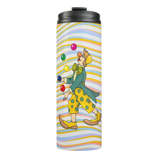 Funny Clown Playing With Colourful Balls Thermal Tumbler (Front)