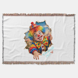 Funny Clown Throw Blanket – Colourful Circus Kid “