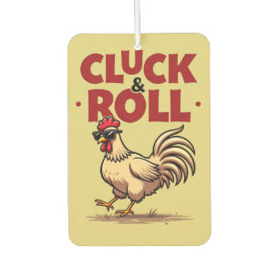 Funny "Cluck & Roll" Cool Rooster Cartoon Design Air Freshener