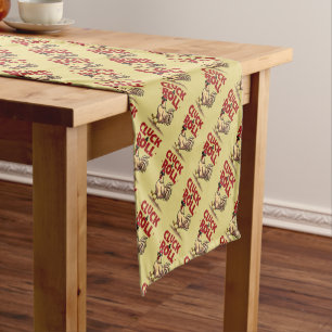 Funny "Cluck & Roll" Cool Rooster Cartoon Design Short Table Runner